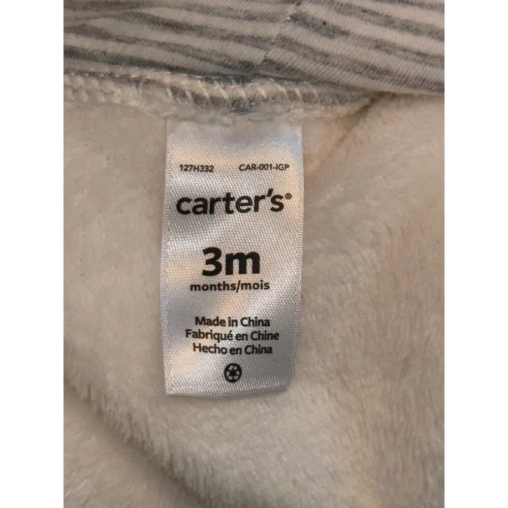 Carter's Unisex Baby Bear Hoodie Sweatshirt Cream 3 Months Cute Pullover NWOT